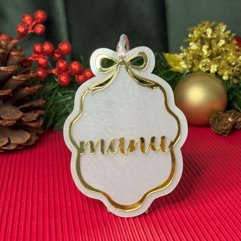 Pingente Laço com Nome - Madrepérola