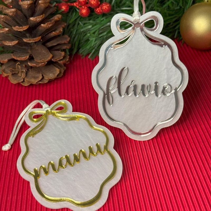 Pingente Laço com Nome - Madrepérola