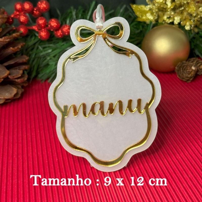 Pingente Laço com Nome - Madrepérola