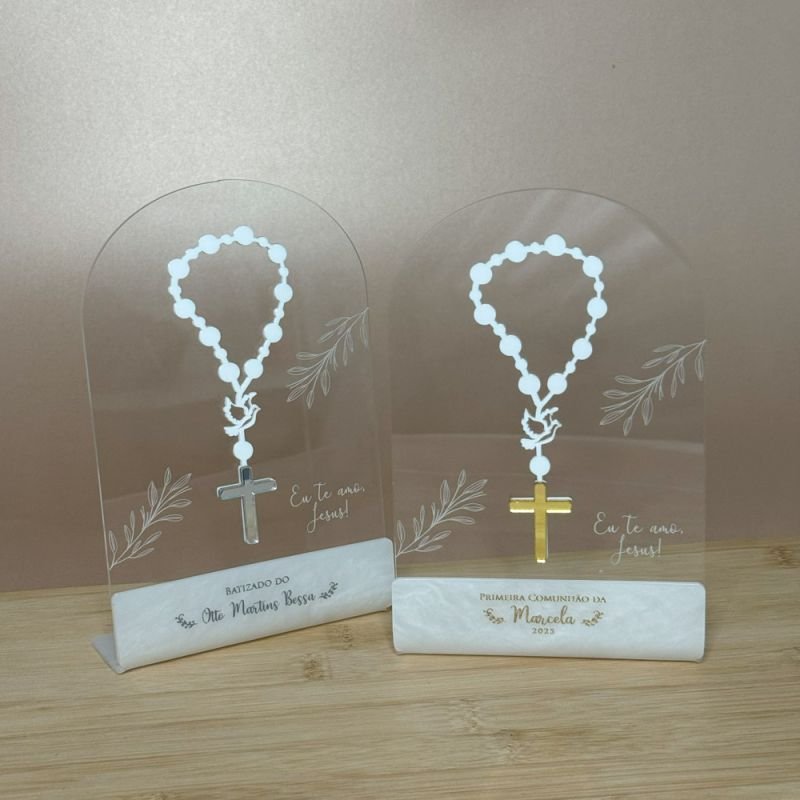 Placa Mini Terço Lembrancinha - Branco