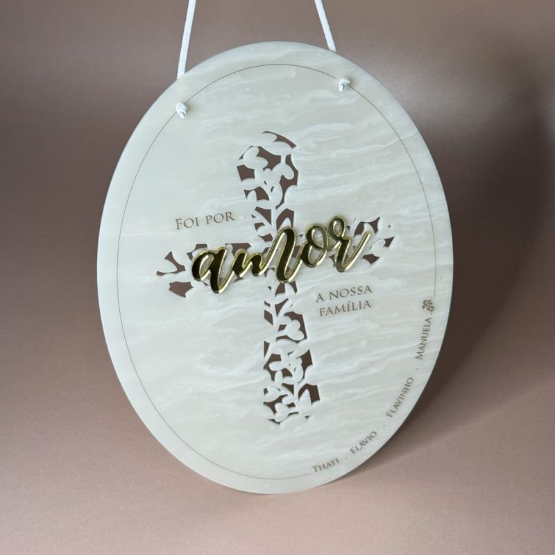 Placa personalizada de Páscoa - Foi por amor